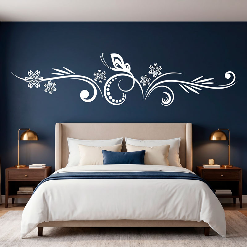 Stickers muraux: Composition florale et papillon