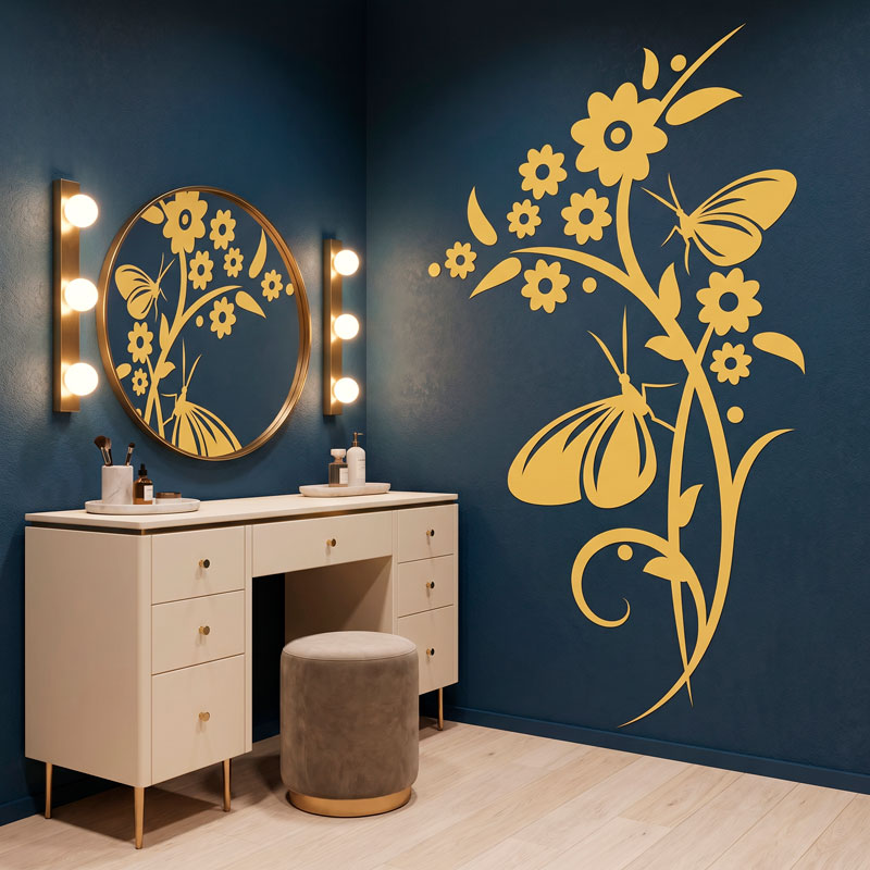 Stickers muraux: Sticker fleurs et papillons