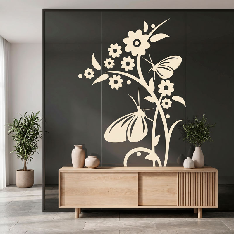 Sticker fleurs et papillons 3