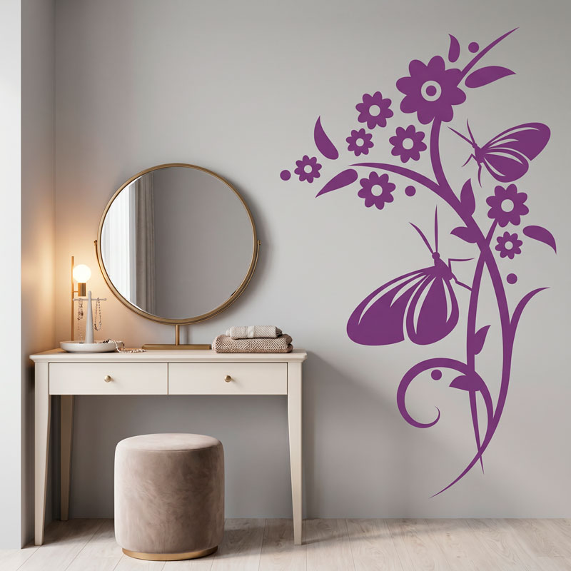Sticker fleurs et papillons 4