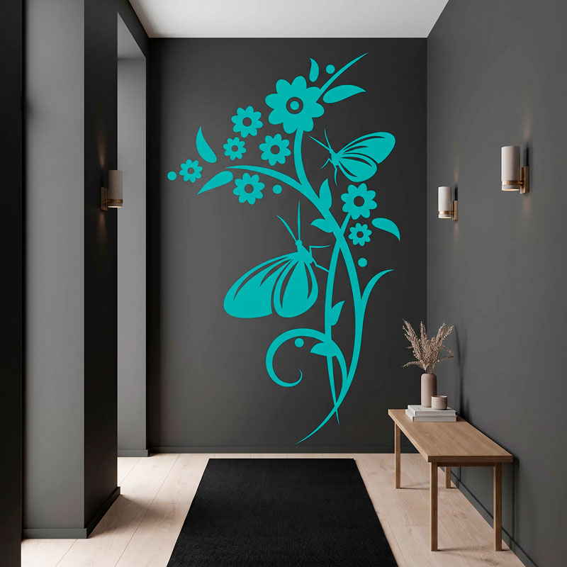 Sticker fleurs et papillons 6
