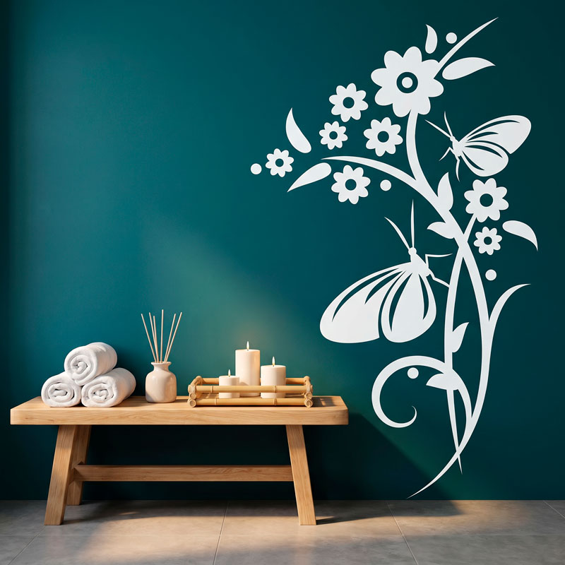 Sticker fleurs et papillons 7
