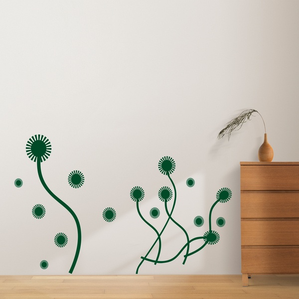 Sticker fleurs stylis&eacute;es sur tiges 0