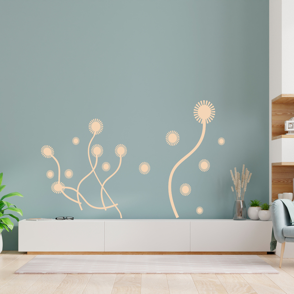 Sticker fleurs stylis&eacute;es sur tiges 3