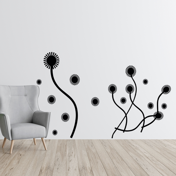 Sticker fleurs stylis&eacute;es sur tiges 4