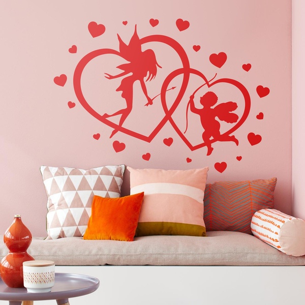 Stickers muraux: Coeurs Fée Et Cupidon