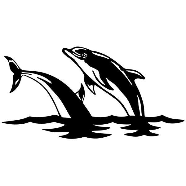 Stickers muraux: Couple de dauphins sautent dans la mer