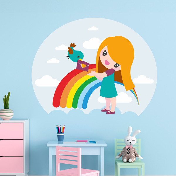 Stickers pour enfants: Fille arc-en-ciel
