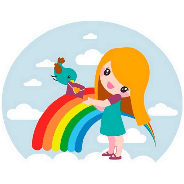 Stickers pour enfants: Fille arc-en-ciel