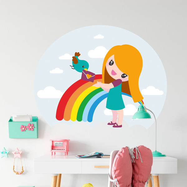 Stickers pour enfants: Fille arc-en-ciel