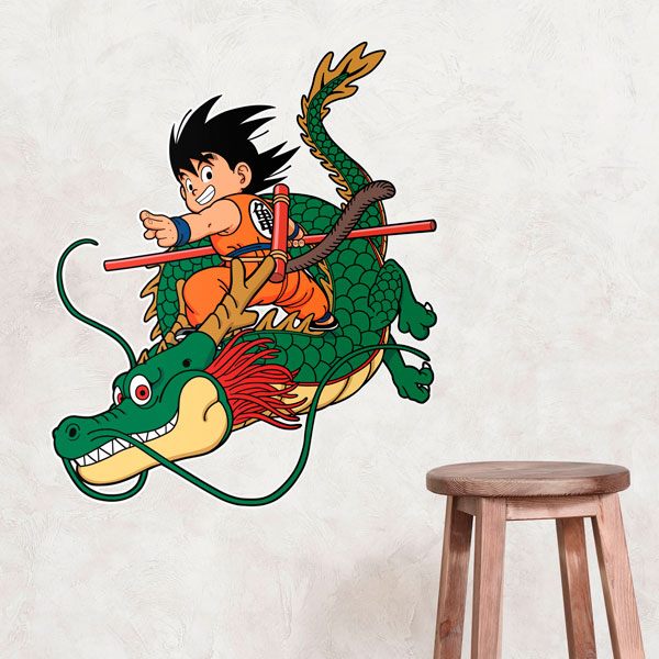 Stickers pour enfants: Dragon Ball Son Goku avec le Dragon Shen Long
