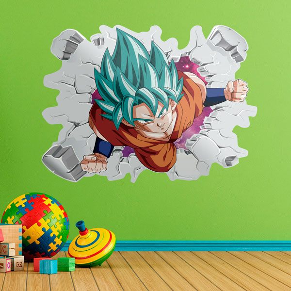 Stickers pour enfants: Dragon Ball Goku Saiyan Bleu 1
