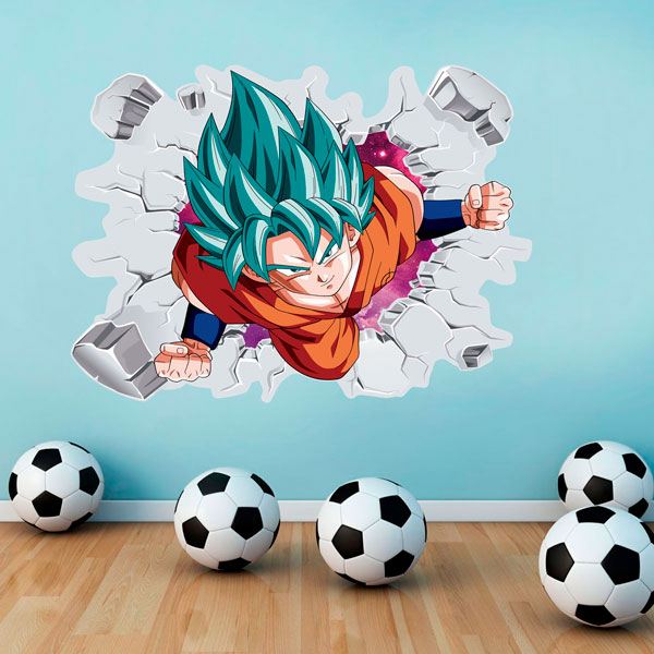 Stickers pour enfants: Dragon Ball Goku Saiyan Bleu