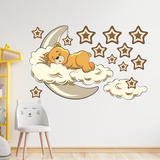 Stickers pour enfants: Ours dans les nuages et la lune neutre  3