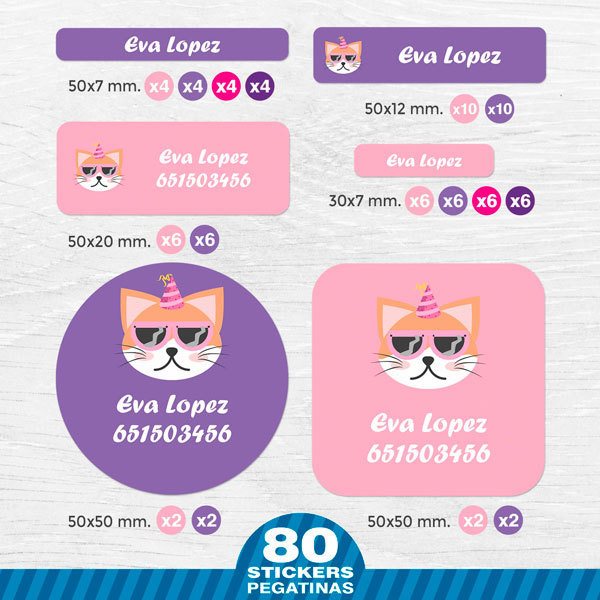 Autocollants: Kit Étiquettes personnalisées chat de gouttière