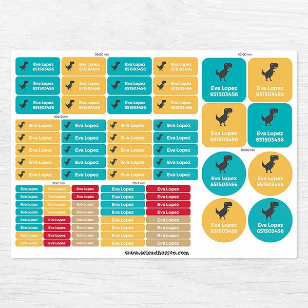 Autocollants: Kit Étiquettes personnalisées dinosaure