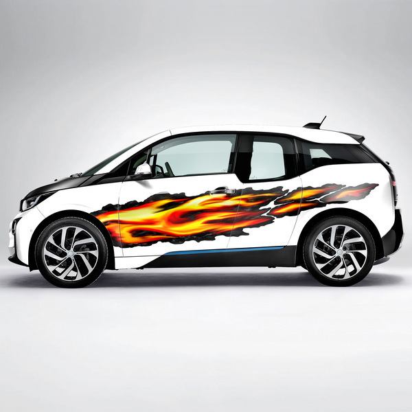 Autocollants: Flammes Orange et Rouge avec Bordures Noires