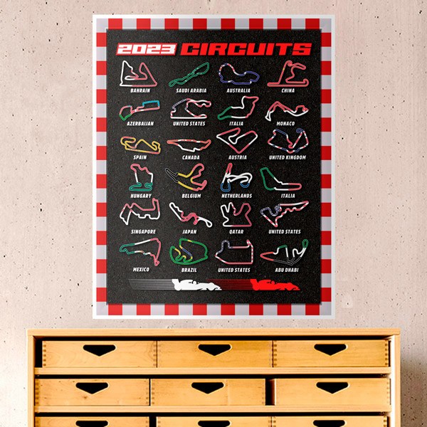 Stickers muraux: Circuits de F1 2023