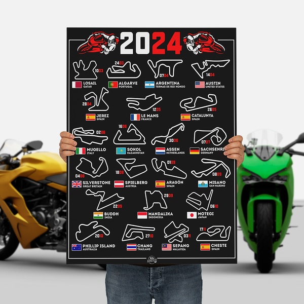 Stickers muraux: Poster vinyle adhésif MotoGP pistes de moto