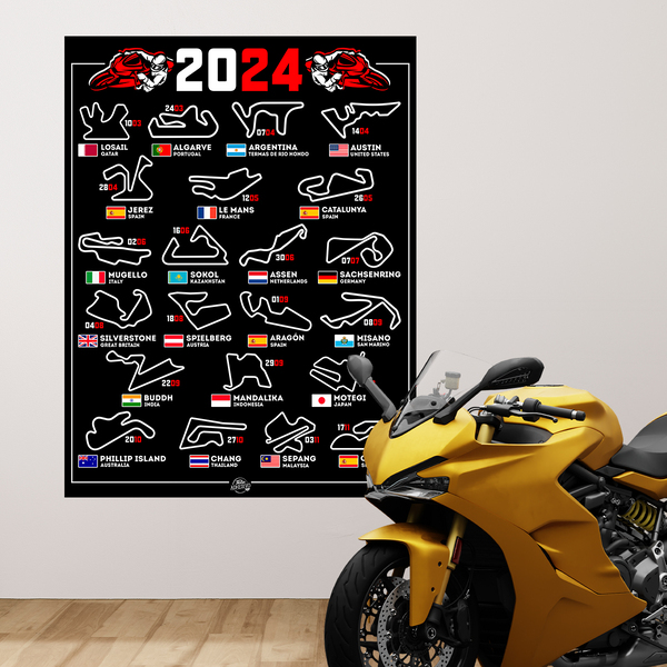 Stickers muraux: Poster vinyle adhésif MotoGP pistes de moto