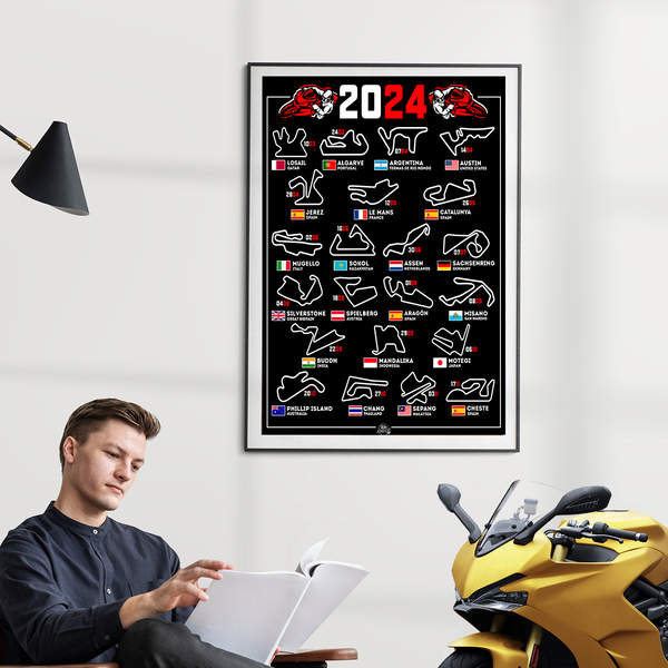 Stickers muraux: Poster vinyle adhésif MotoGP pistes de moto