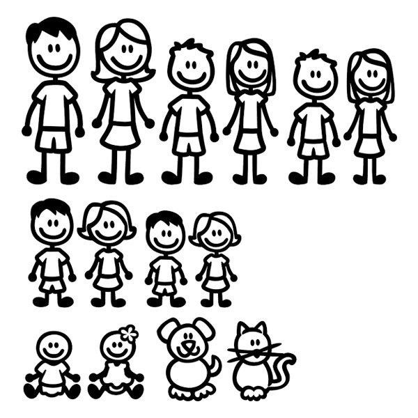 Autocollants: Set 14X Autocollant Famille Heureuse