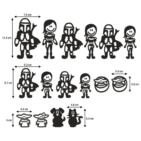 Autocollants: Set 16X Famille Mandalorian