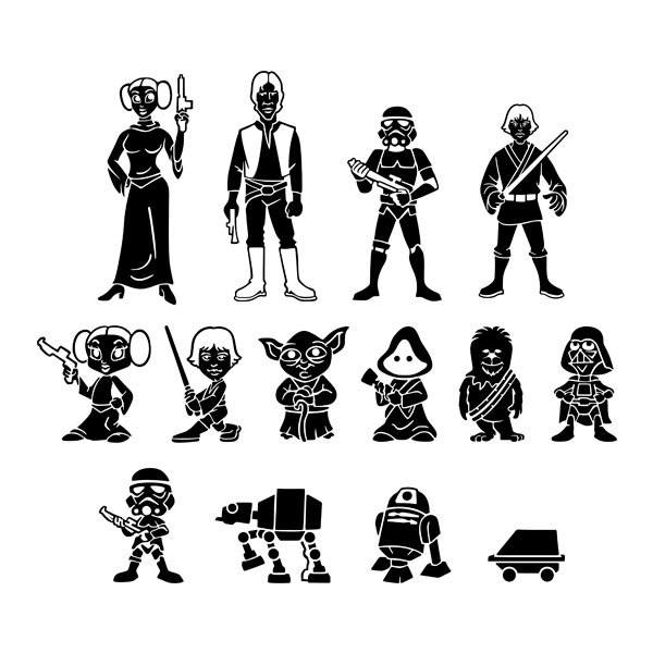 Autocollants: Kit 14X Les Personnages de Star Wars