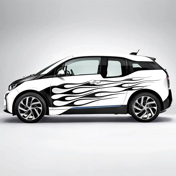 Autocollants: Kit stickers voiture flammes