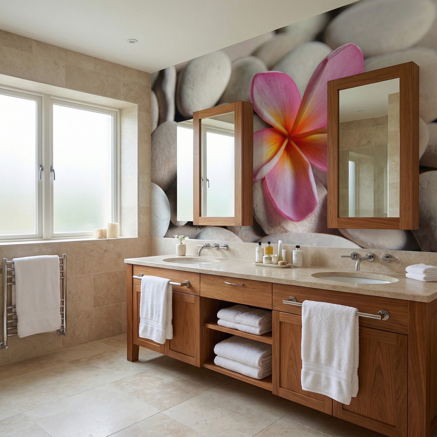 Poster xxl: Fleurs sur fond gris pierre