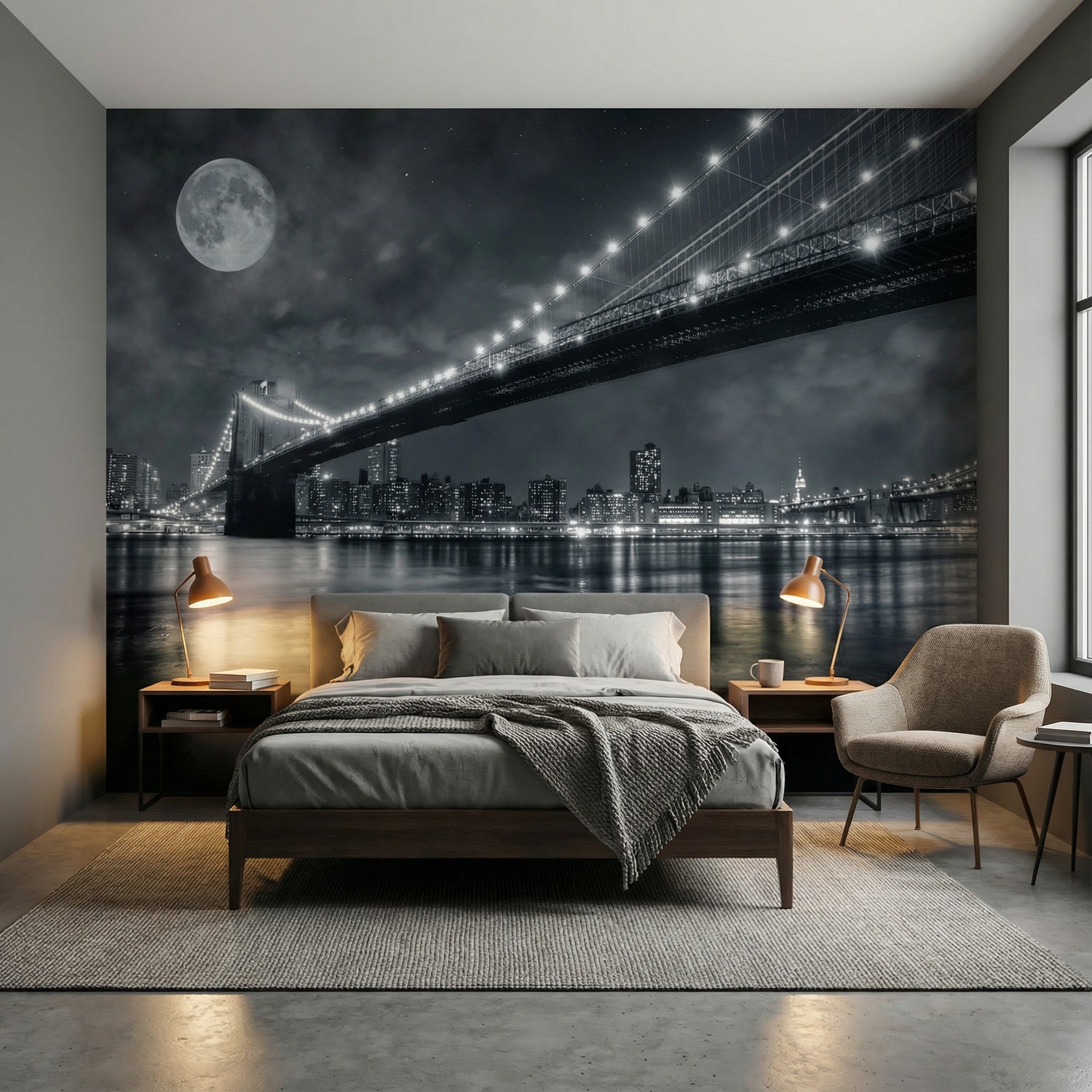 Poster xxl: Pont de Brooklyn nocturne