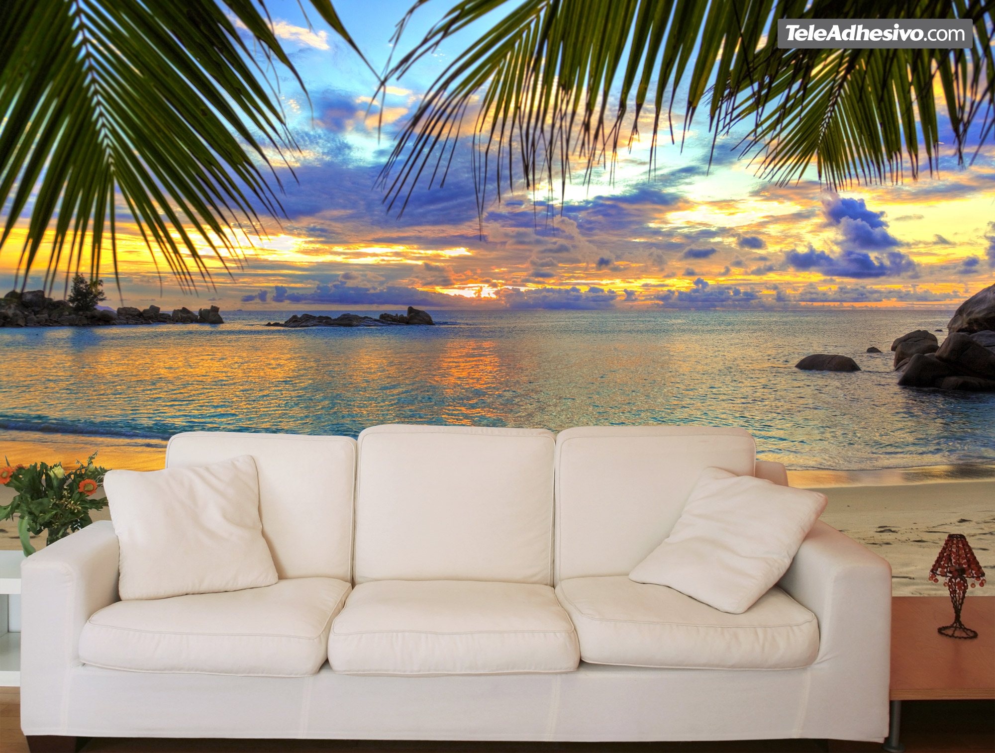 Tableau Décoration Murale XXL Plage 350x234 cm Poster Coucher de soleil  Paysage Mer Herbe Plateforme Salon Appartement - Cdiscount Maison