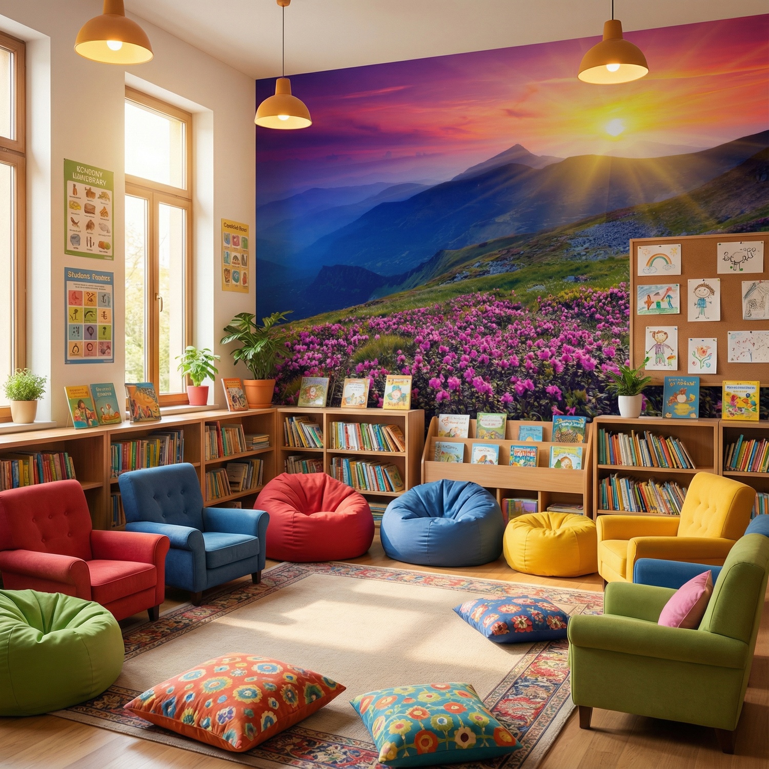 Poster xxl: Coucher de soleil dans les montagnes