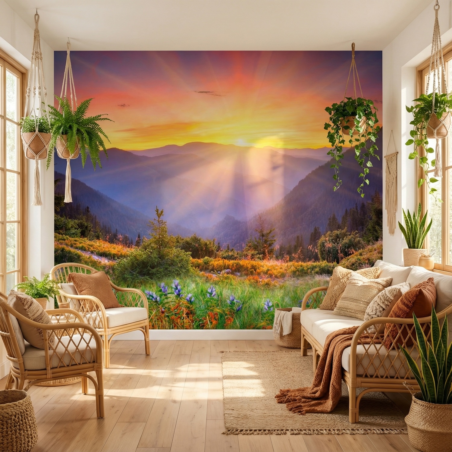Poster xxl: Coucher de soleil sur le terrain