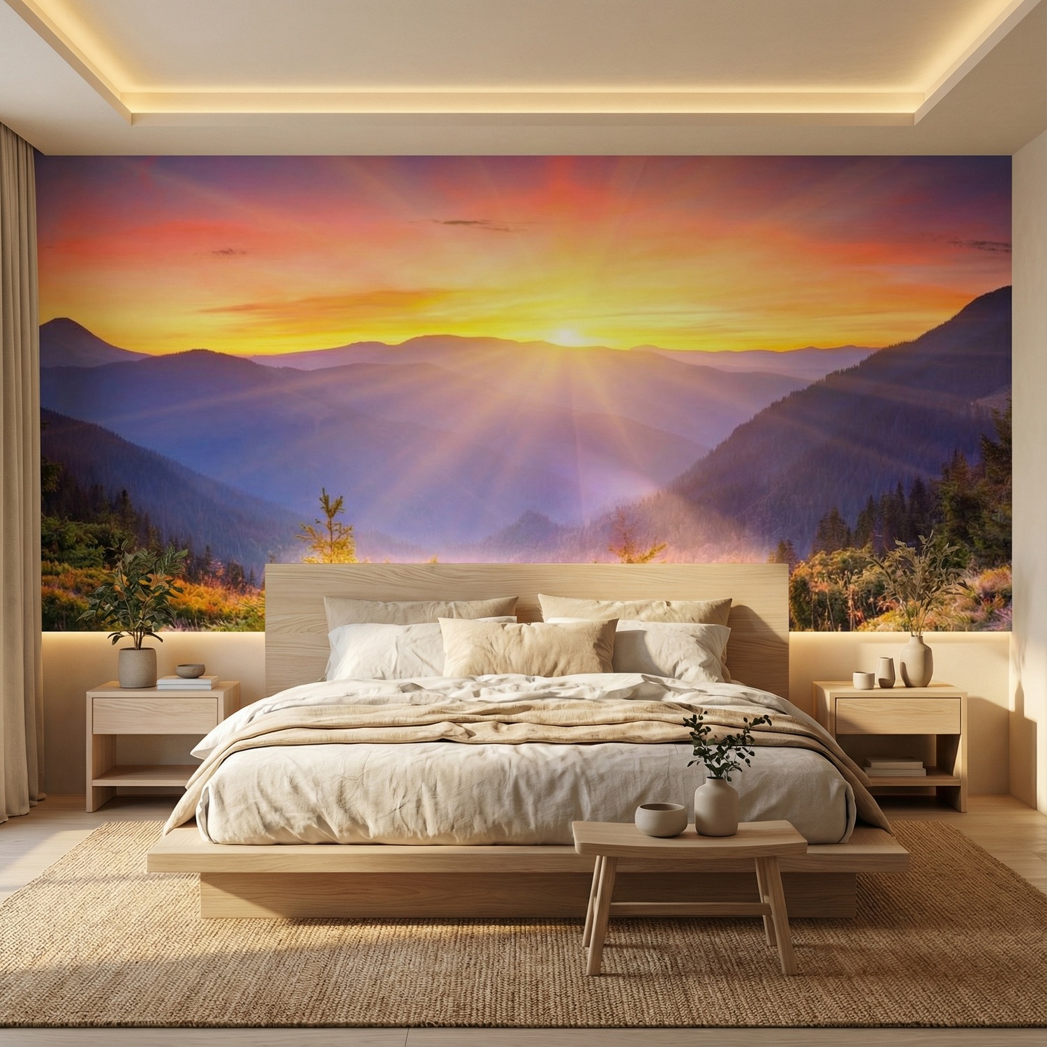 Poster xxl: Coucher de soleil sur le terrain