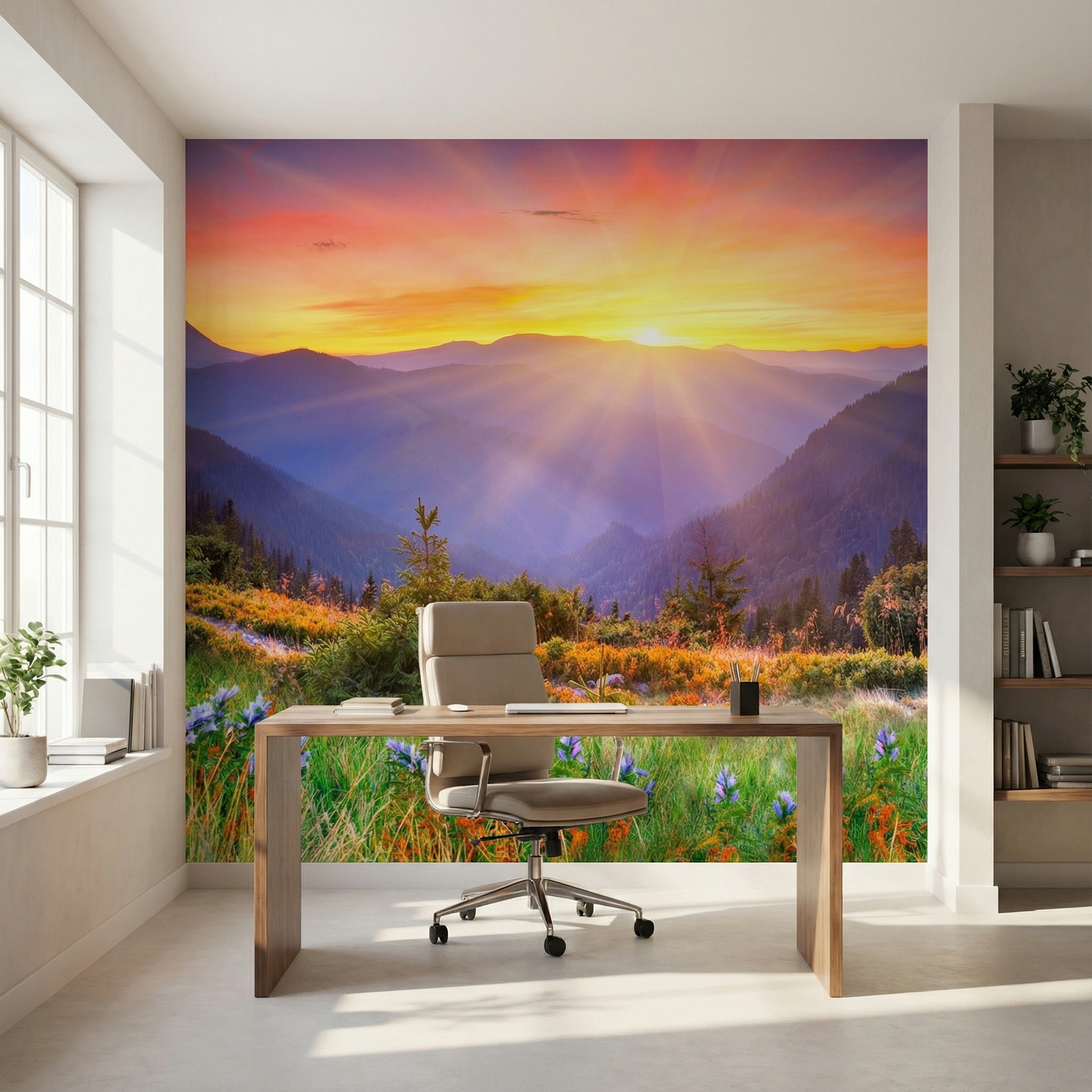 Poster xxl: Coucher de soleil sur le terrain