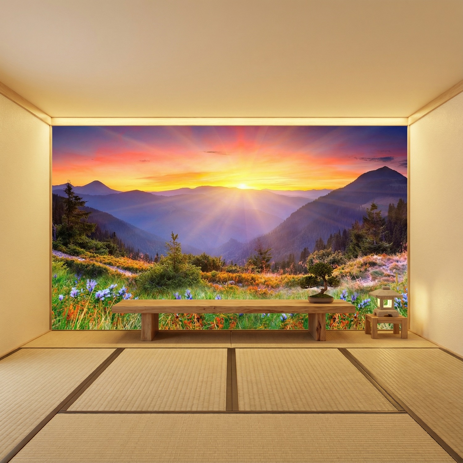 Poster xxl: Coucher de soleil sur le terrain