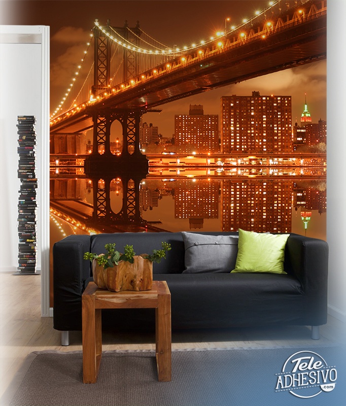 Poster xxl: Pont Manhattan illuminé