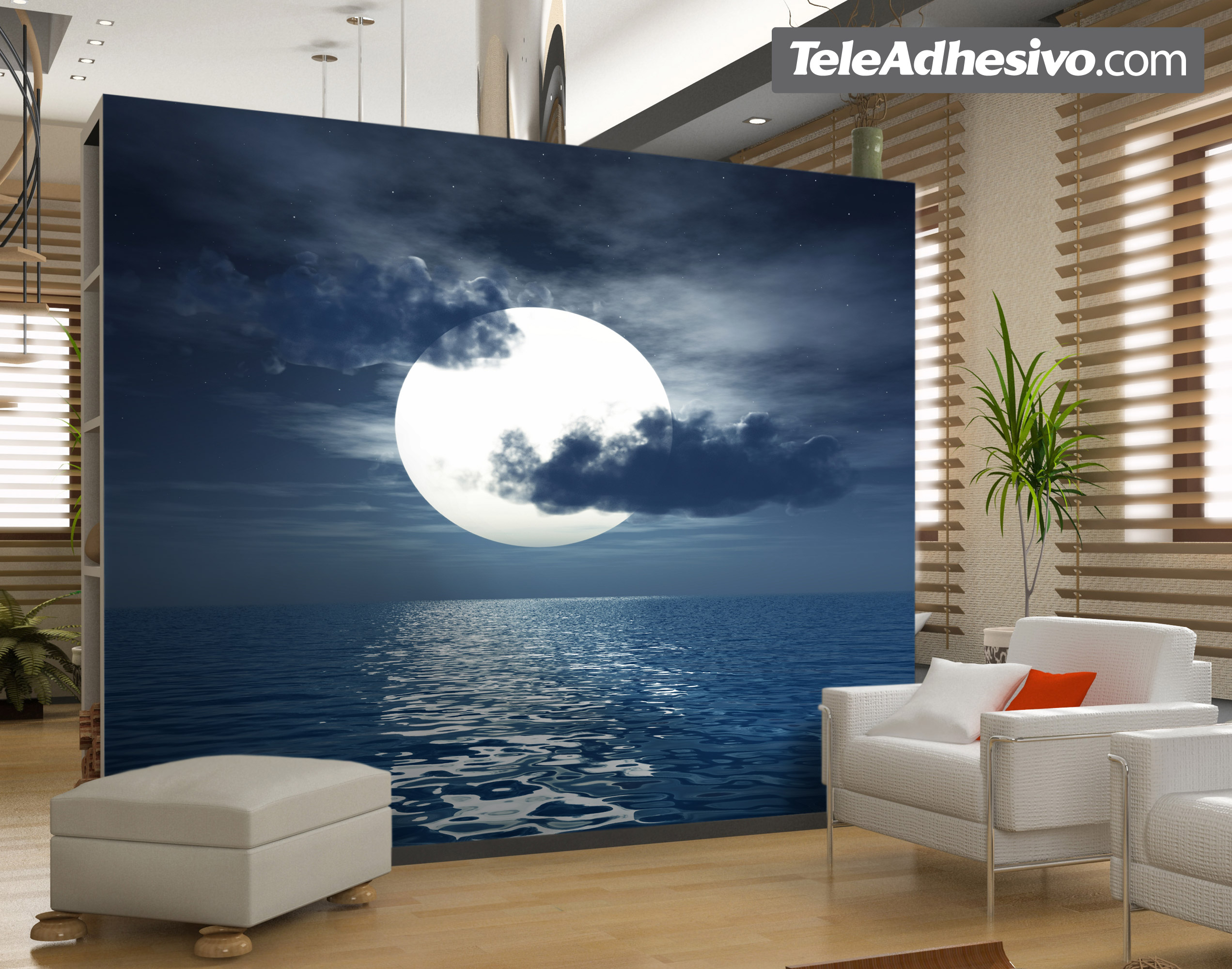 Poster xxl: Lune sur la mer