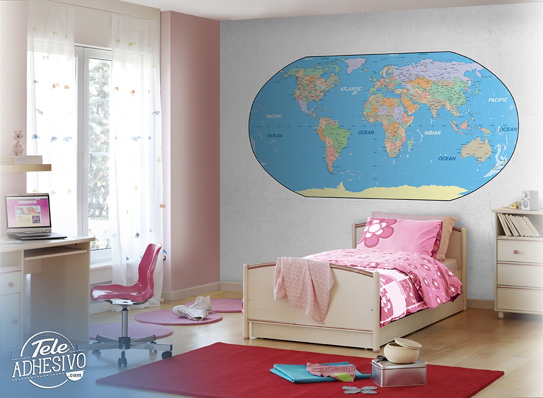 Poster xxl: Carte du monde en anglais