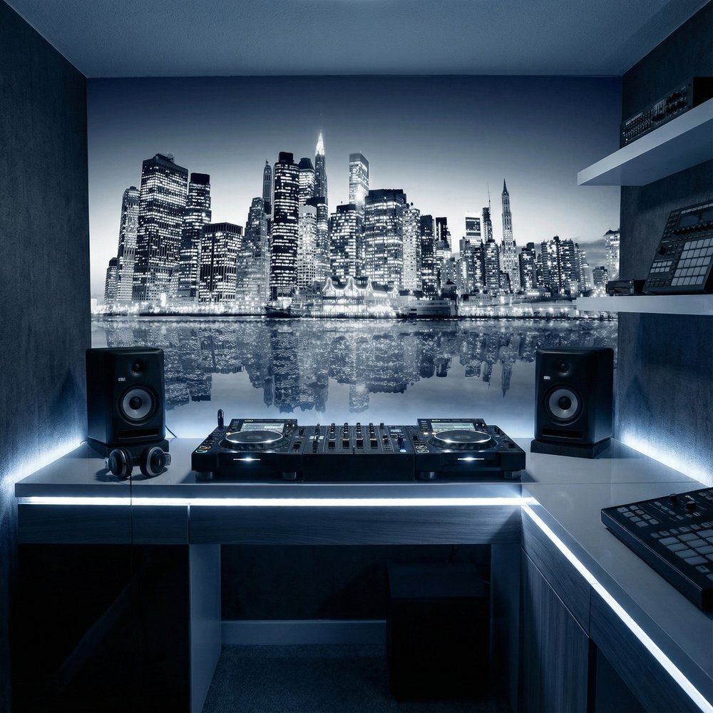 Poster xxl: Manhattan la nuit en bleu