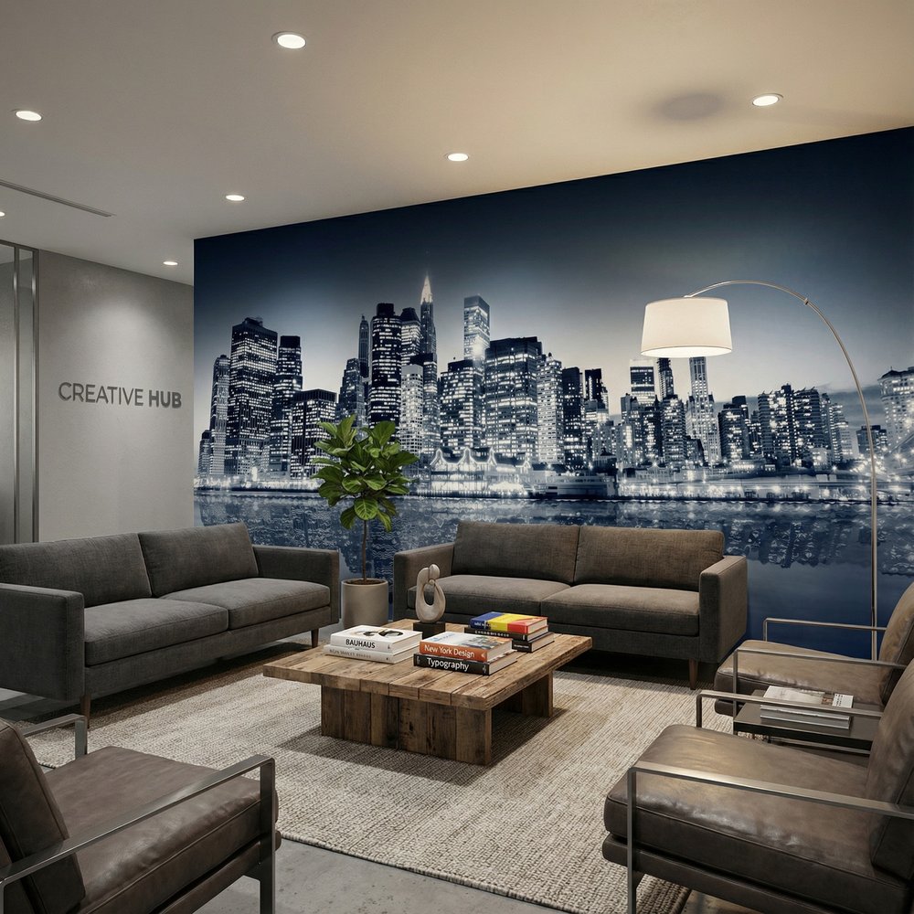 Poster xxl: Manhattan la nuit en bleu