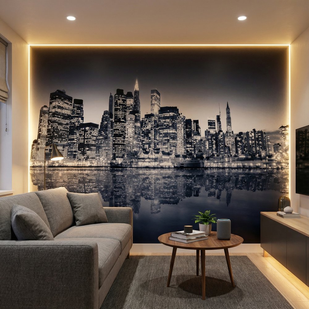 Poster xxl: Manhattan la nuit en bleu
