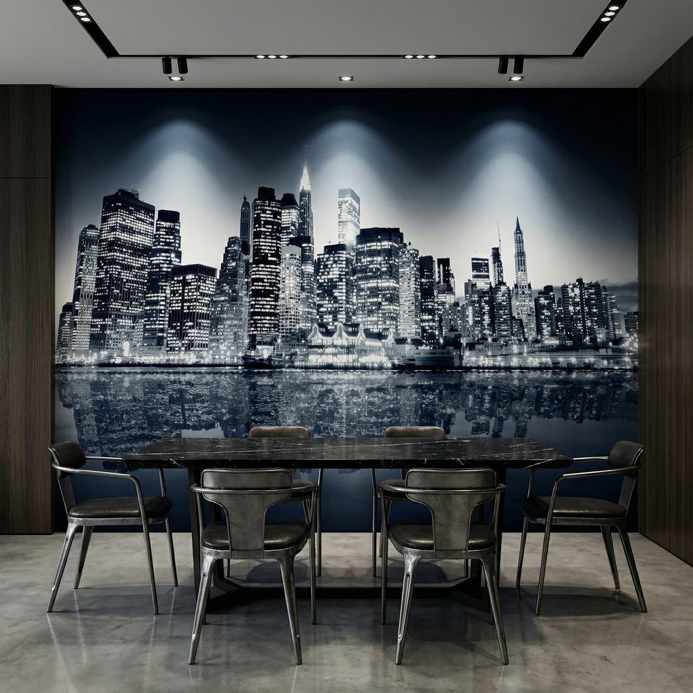 Poster xxl: Manhattan la nuit en bleu