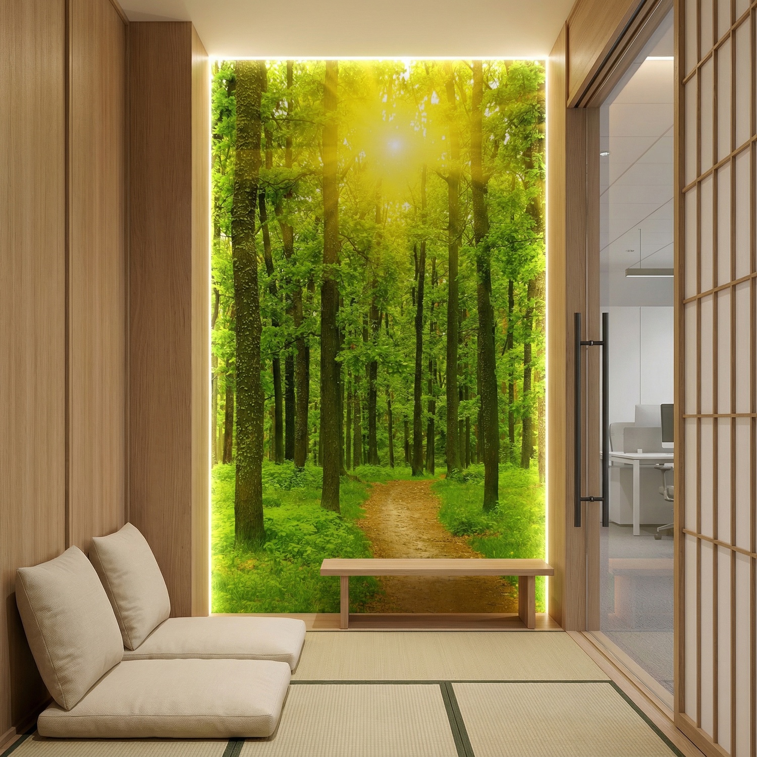 Poster xxl: Coucher de soleil dans la for&ecirc;t