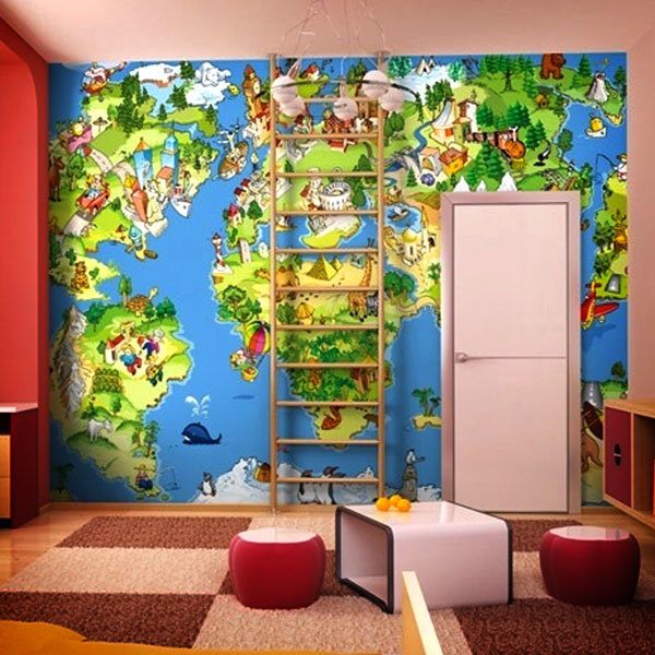 Poster xxl: Carte du monde des enfants animés 0