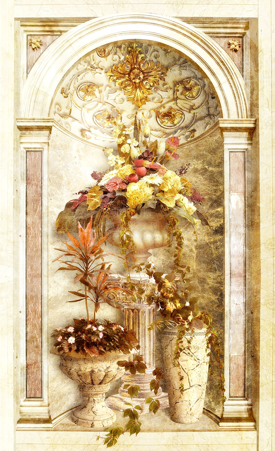 Poster xxl: Arche avec arrangement de fleurs