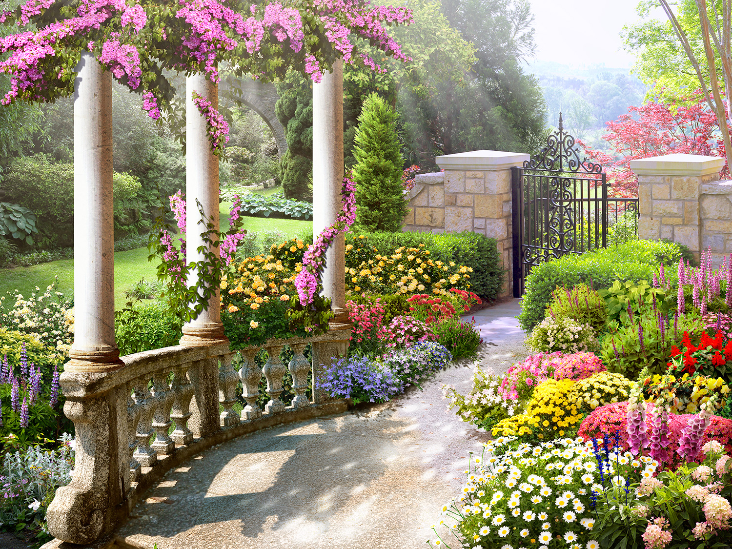 Poster xxl: Le jardin de la d&eacute;esse Flora