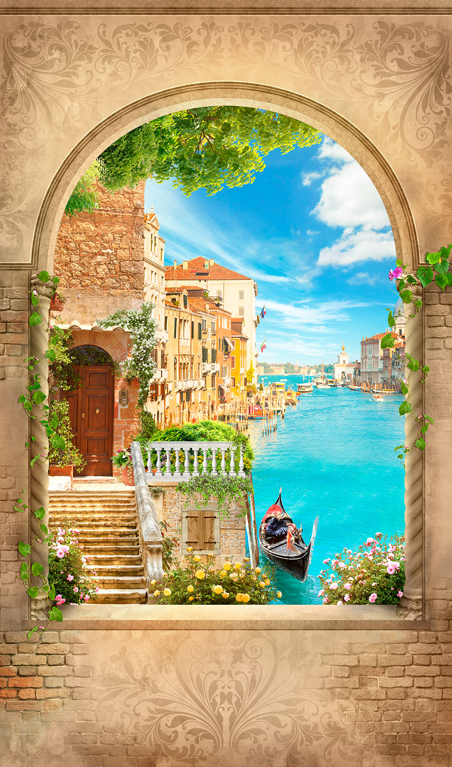 Poster xxl: Fen&ecirc;tre dans le canal de Venise