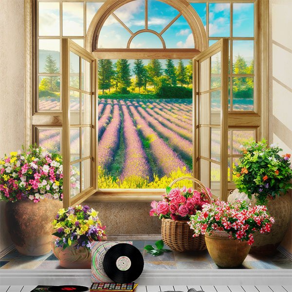 Poster xxl: Fenêtre sur le champ de lavande
